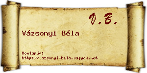 Vázsonyi Béla névjegykártya