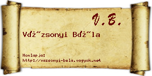 Vázsonyi Béla névjegykártya